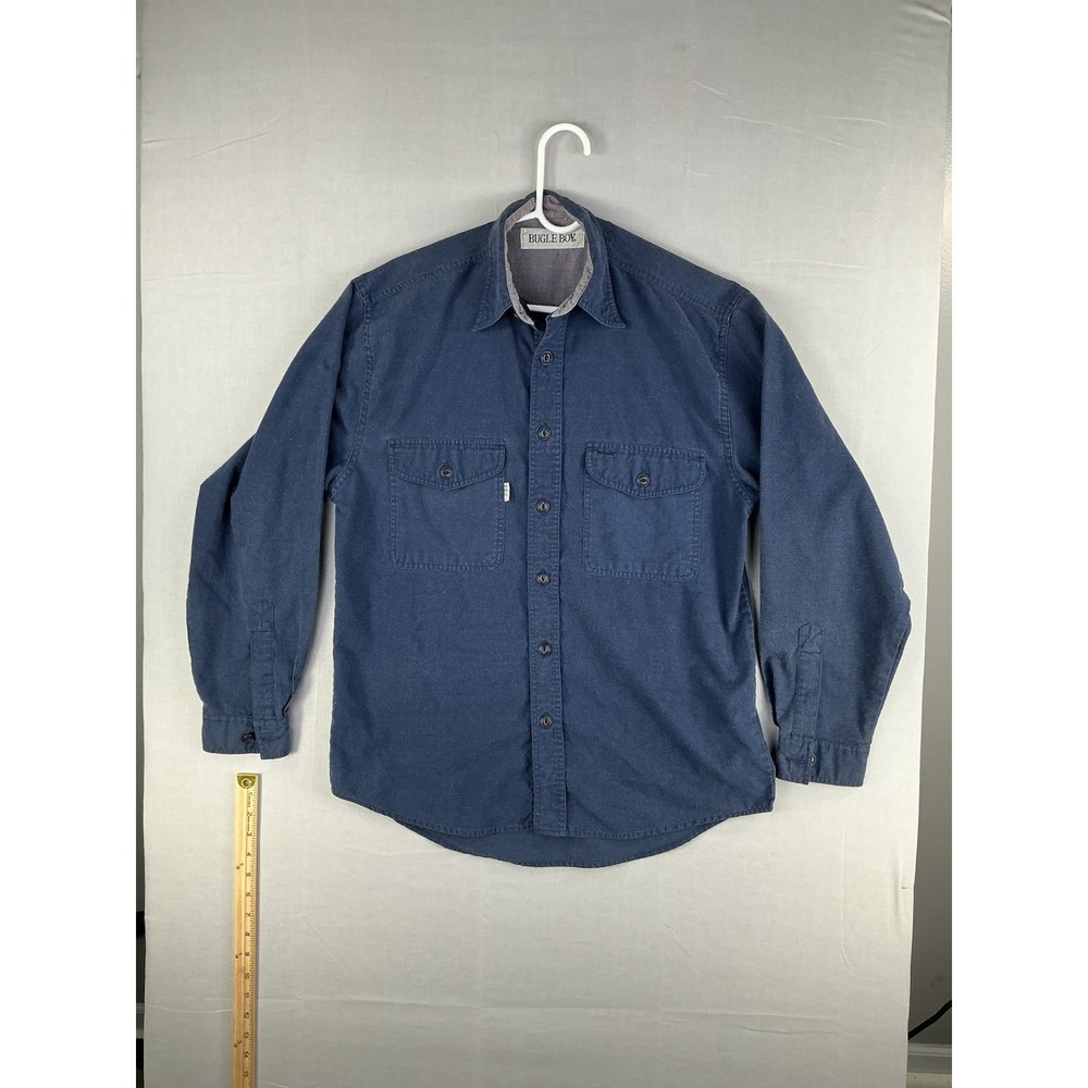 Bugle Boy Mens Small Blue Button Front Shirt Flannel Lined Pockets Vintage